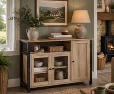 Industrial Sideboard Storage Cabinet Industrial Oak Brown 110 cm