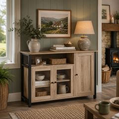 Industrial Sideboard Storage Cabinet Industrial Oak Brown 110 cm