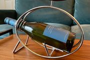 Vintage Repro Mid Century Chrome Bottle Holder with Wooden Handle from the 1980s