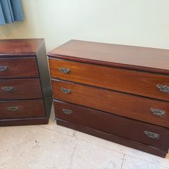 Mahogany chest of drawers and side locker