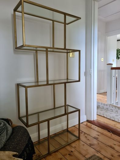 Avoca Gold Metal and Glass Display Shelf
