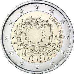 Spain 2 Euro Commemorative Coin 2015 - The EU Flag. Uncirculated.