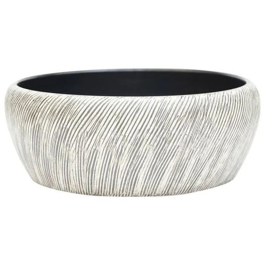 Countertop Basin Black and Grey Round 41x14 cm Ceramic