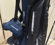 NEW - TaylorMade FlexTech Stand Bag (Black/Blue), stand legs still have the factory wrapping on them.