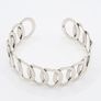 Sterling Silver Open Cuff Circle Link Bangle Bracelet Image 2