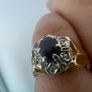 Antique 18ct Gold Diamond and Sapphire Ring Custom Crown Design - 6 Diamond cluster and Large Dark Blue Rare Sapphire - Beautiful Crown Design Image 7