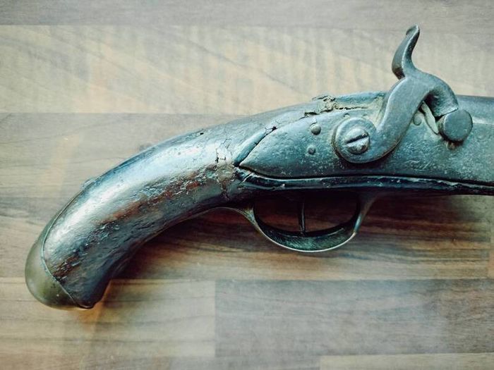 old percussion pistol for decor only