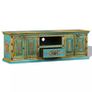 TV Cabinet Solid Mango Wood Blue Hand Painted Image 8