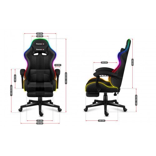 Huzaro Force 47 RGB Mesh Gaming Chair with Footrest - Black