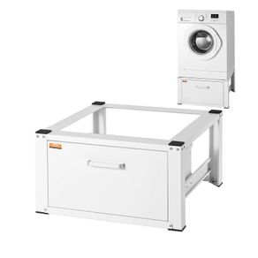 Laundry Pedestal 686mmW x 366mmH, Washer And Dryer Base Stand Platform Universal Fit 299kg Capacity, Heavy Duty Multi-Functional Base for Washing Machine with Drawer & Rich Accessories