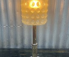 Vintage Rotaflex shade and industrial style painted aluminum base.