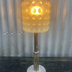 Vintage Rotaflex shade and industrial style painted aluminum base.