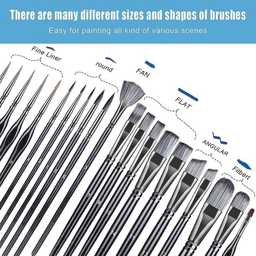 FREE SHIPPING 23 PCS Set Paintbrush, Professional Assorted Shape Soft Hair Bristle Art Brushes, All Purpose Artist Paint Brushes for Premium Adult Detail, Gouache, Acrylic, Oil Painting or Beginner