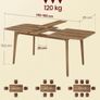 Extendable Wooden Dining Table 140 - 80cm -Seats 4 -8 People Image 5