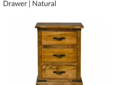 Galveston Bedside Locker | 3 Drawer | Natural (Set of 2)