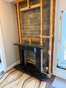 Pearl black fireplace & base