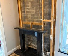Pearl black fireplace & base