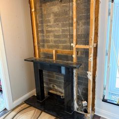 Pearl black fireplace & base