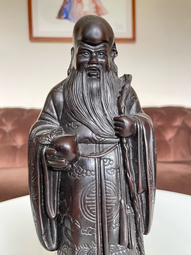 Rare Vintage Resin Asian Japanese Statue Fukurokuju Lucky God