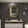 Black LED Bathroom Mirror Cabinet with Light and Shaver Socket Illuminated Bathroom Cabinet with Mirror 3 Color Changing,Removeable Shelf,Built-in Defogger 500x700 mm Aluminium Image 8