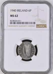 Ireland 1940 | Irish 6p | 6 Pence | Wolfhound | KM.13 | MS 62