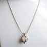 Vintage Rose Quartz Sterling Silver 925 Cage Necklace, "Love Stone" Pendant length 20" - 6,8g Image 3