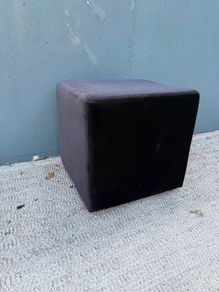 Black Velvet Cube Pouffe / Footstool