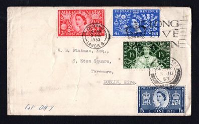 1953 Great Britain 1953 The Crowning of Queen Elizabeth II Addressed to Ireland First Day Cover (FDC)