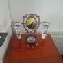 French vanity piece with opaline hand painted vases Image 2