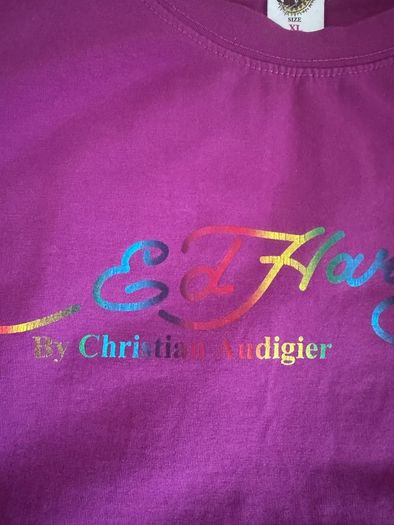 Brand new Christian Audigier Ed Hardy teenager fuschia t-shirt size XL age14/15 Free post