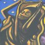 Vintage Framed Fantasy Painting of Mystical Figure With Book, Gecko & Moon Image 6