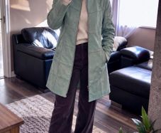 Rino & Pelle Mint Green Faux Leather Long Jacket Size 42 (Best M/10-12)