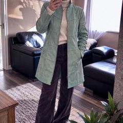 Rino & Pelle Mint Green Faux Leather Long Jacket Size 42 (Best M/10-12)