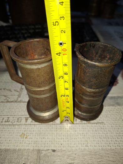 Rare 13 Piece Lot of Antique Chavagnat Tin Measuring Demi-Litre from Paris, France, dating  approximately 1800s.