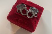 Signed Swarovski Silver Tone Crystal Clip on Earrings