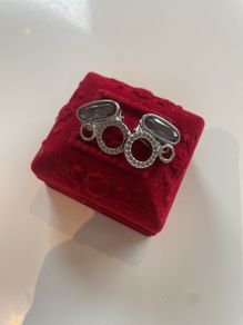 Signed Swarovski Silver Tone Crystal Clip on Earrings