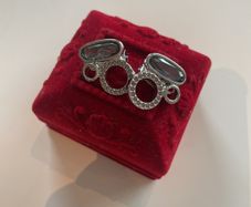 Signed Swarovski Silver Tone Crystal Clip on Earrings