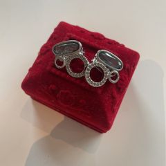 Signed Swarovski Silver Tone Crystal Clip on Earrings