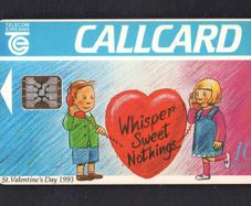 1993 Ireland 10 unit St Valentine's Day 1993 (Schlumberger SC4 & SC5) Call Card Used. Telecom Eireann card number 1042.