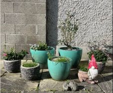 Large/Medium Glazed Earthenware Egg Flower Pot- 2 available