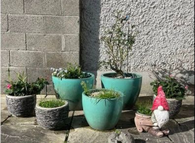 Large/Medium Glazed Earthenware Egg Flower Pot- 2 available