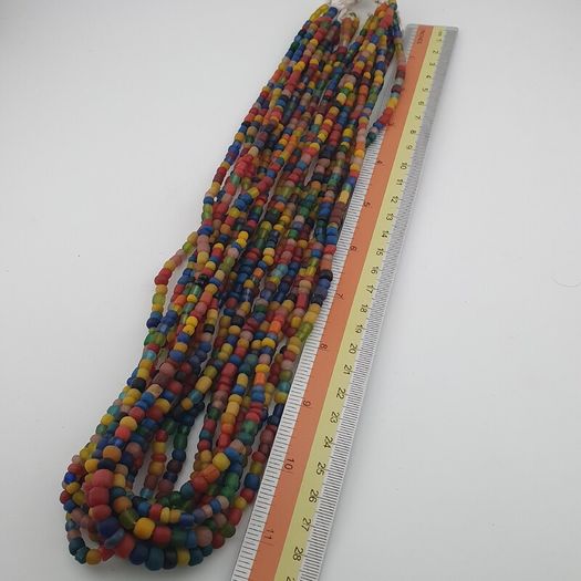 Vintage African Style MultiColor 4-5.5mm Glass Beads Necklace Strands