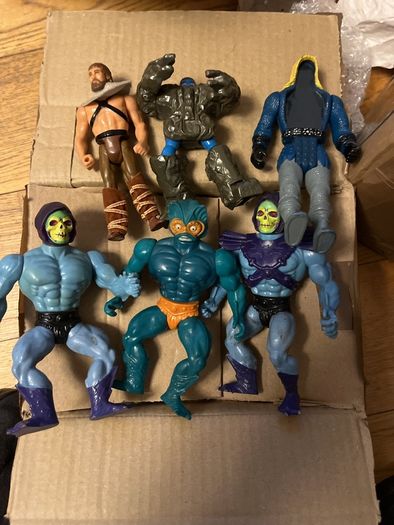 Vintage 80s Action Figure Lot MOTU Skeletor Merman, Rock Lords Granite, Super Naturals Hologram