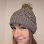 Grey Bobble Beanie Image 4