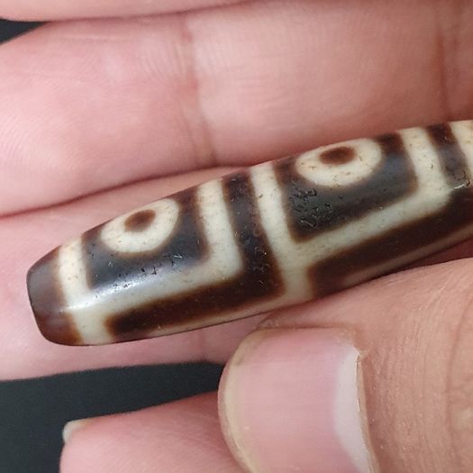 Antique Himalayan Tibetan 4 Eyes Agate Dzi Bead Amulet