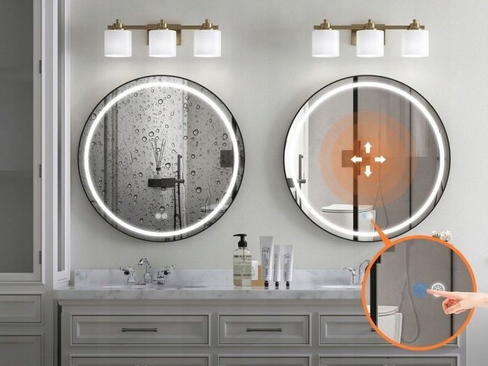 LED Bathroom Mirror 60cm Black Frame Antifog