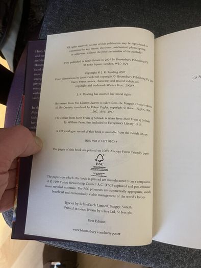 Harry potter book hardback