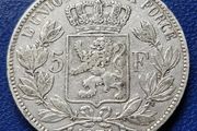 1871 Belgium 5 Francs - Leopold II Silver coin