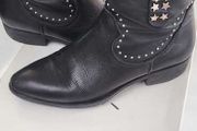 OYVE Black Leather Western Style Stars Boots Sz 40 (Fit 7 - 7.5UK)