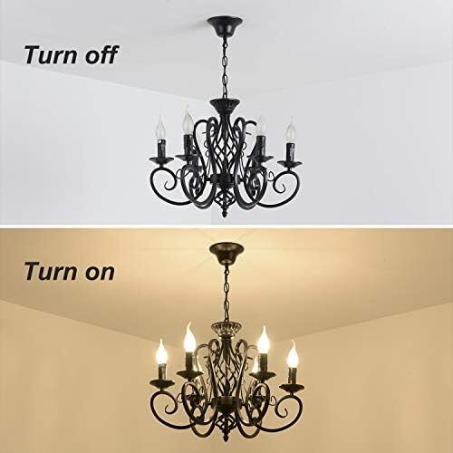 Iron Chandelier Antique Candle Style Black 6 Lights